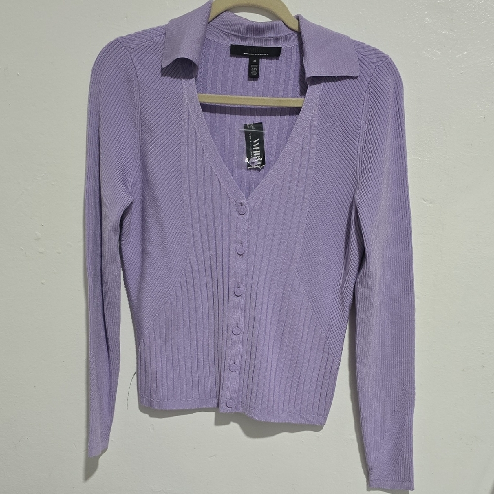 White House Black Market Purple Cardigan Sweater A26